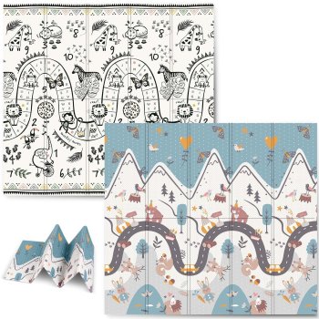 Educational Kids Folding Foam Mat 200x180x1cm Nukido NK-340, Safari-Mountains