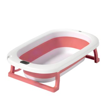 Collapsible Baby Bathtub with Digital Thermometer for Newborns, Pink