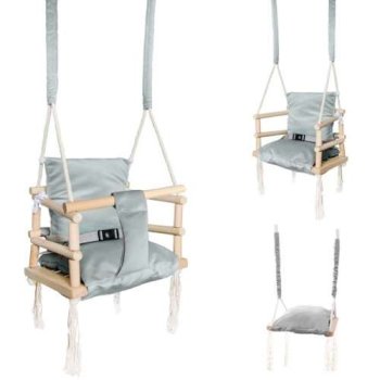 Indoor Garden Wooden Children's Swing 3in1, Light Grey