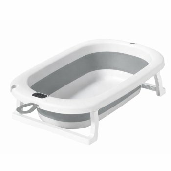 Foldable Baby Bathtub with Digital Thermometer for Travel, Gray
