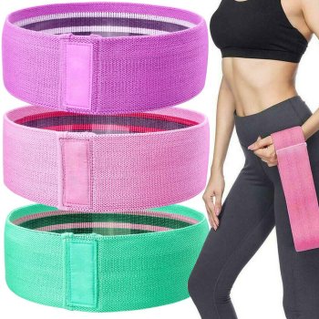 Set of 3 Fabric Resistance Bands for Exercise and Fitness
