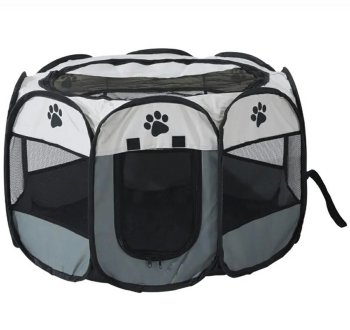 Portable Foldable Fabric Playpen Arena for Pets (Puppy, Kitten, Rabbit) - 74cm x 43cm, Gray