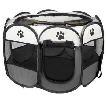 Foldable Pet Playpen for Dogs and Cats Portable Soft Kennel, Gray