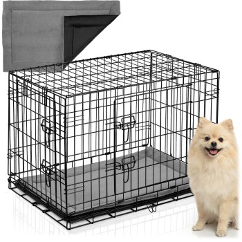 Pethaus Folding Metal Dog Crate with Bed for Small Dogs 75x45x54 cm PH-200