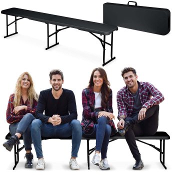Plonos Black 180 cm Folding Garden Bench - Outdoor Seating Solution