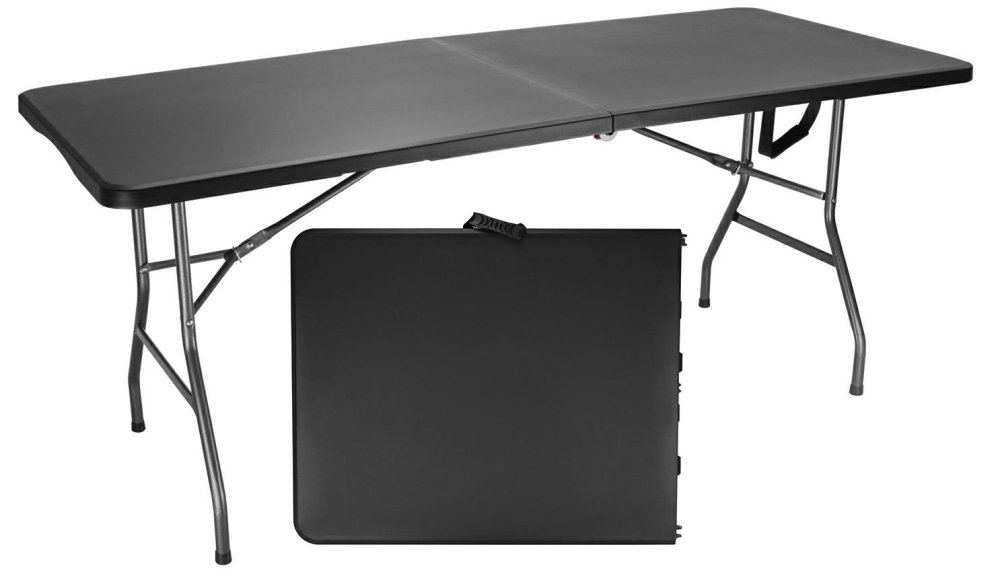 8 ft Folding Catering Table 240cm Portable Utility Desk, Black (0)