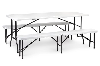 Folding Table and Bench Set 180 cm for 8 People MultiGarden, White