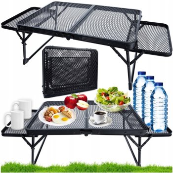 Travel Folding Aluminum Table with Shelves