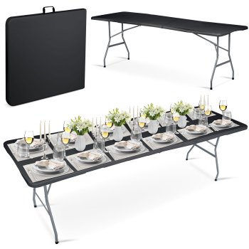 Plonos Black Foldable Garden Table 244 cm - Durable Outdoor Dining Solution