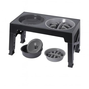 Elevated Dog Bowls Double Feeder with Stand for Food and Water