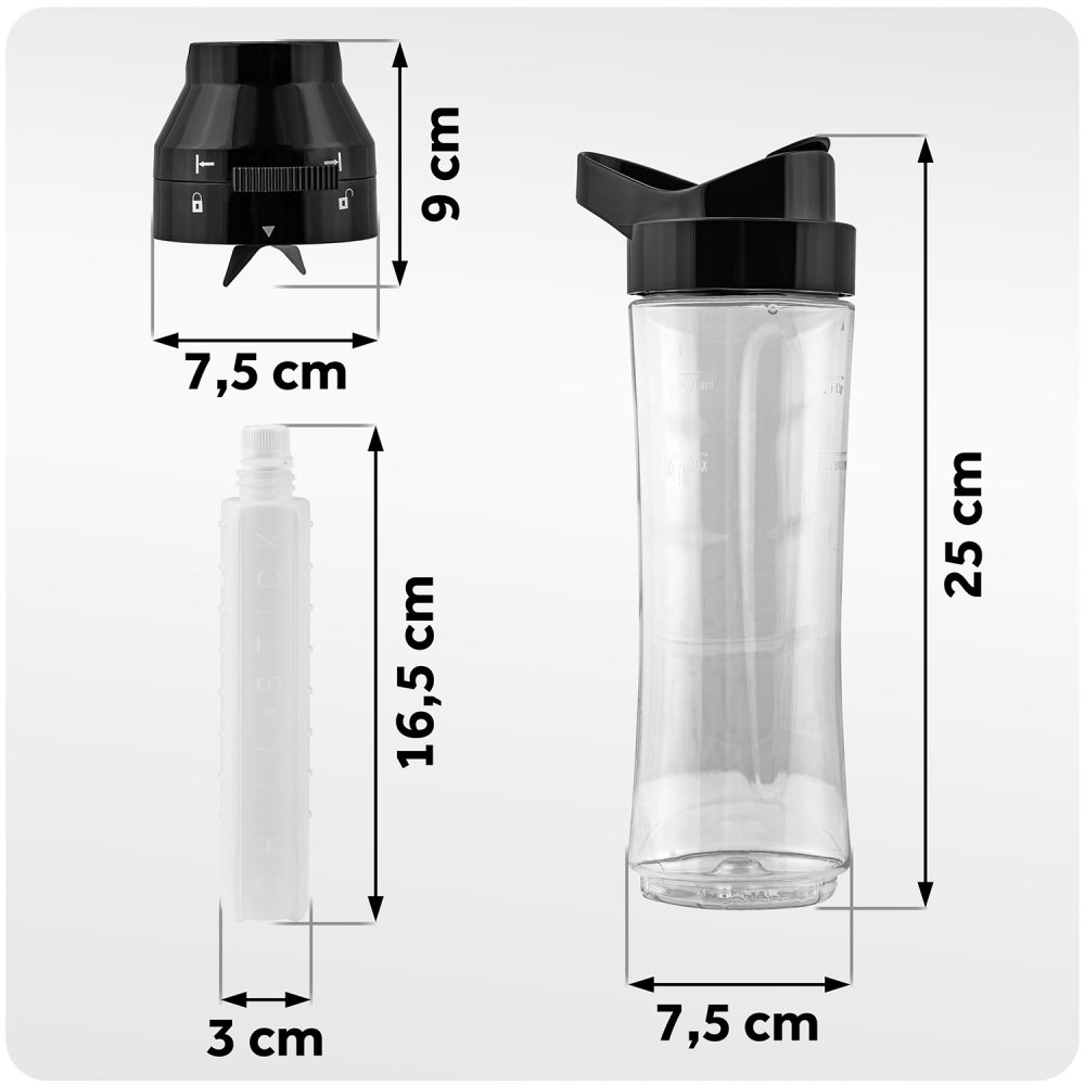 Blender Bottle with Cooling Insert Berdsen BD-755, 600 ml, Black (1)