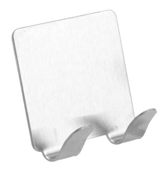 Razor Holder Wall Hanger with Two Hooks, Silver