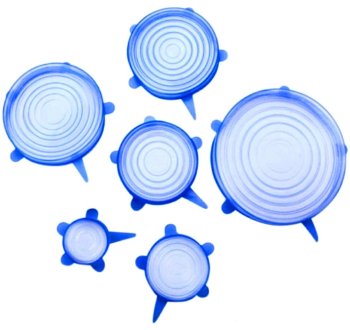 Silicone Food Storage Lids, Set of 6, Blue