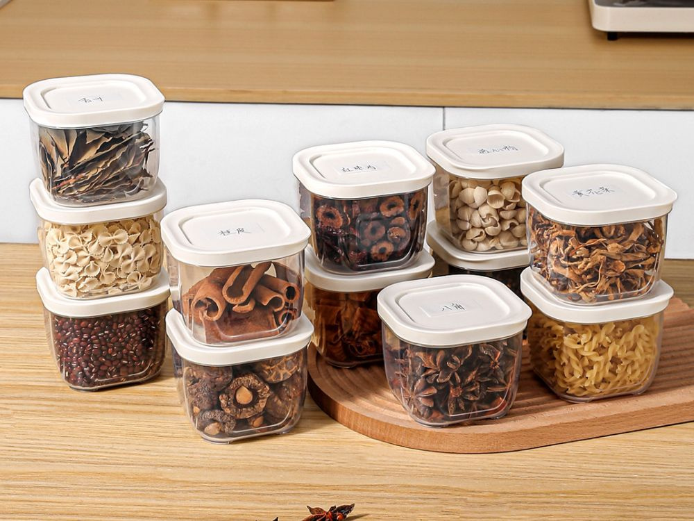 Airtight Food Storage Container with Lid Kitchen Pantry Organizer 500ml, White (3)