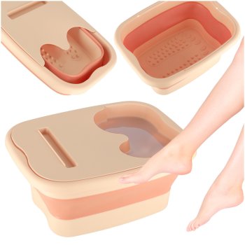 Collapsible Foot Soaking Tub with Massage Points 13L, Peach