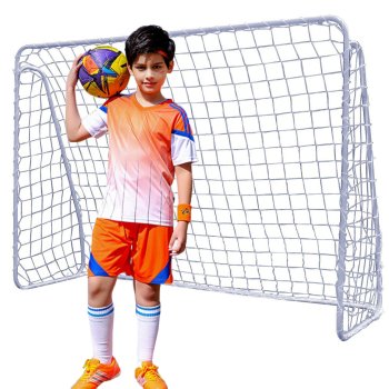 Large Metal Garden Football Goal 213x150x90 cm with Net