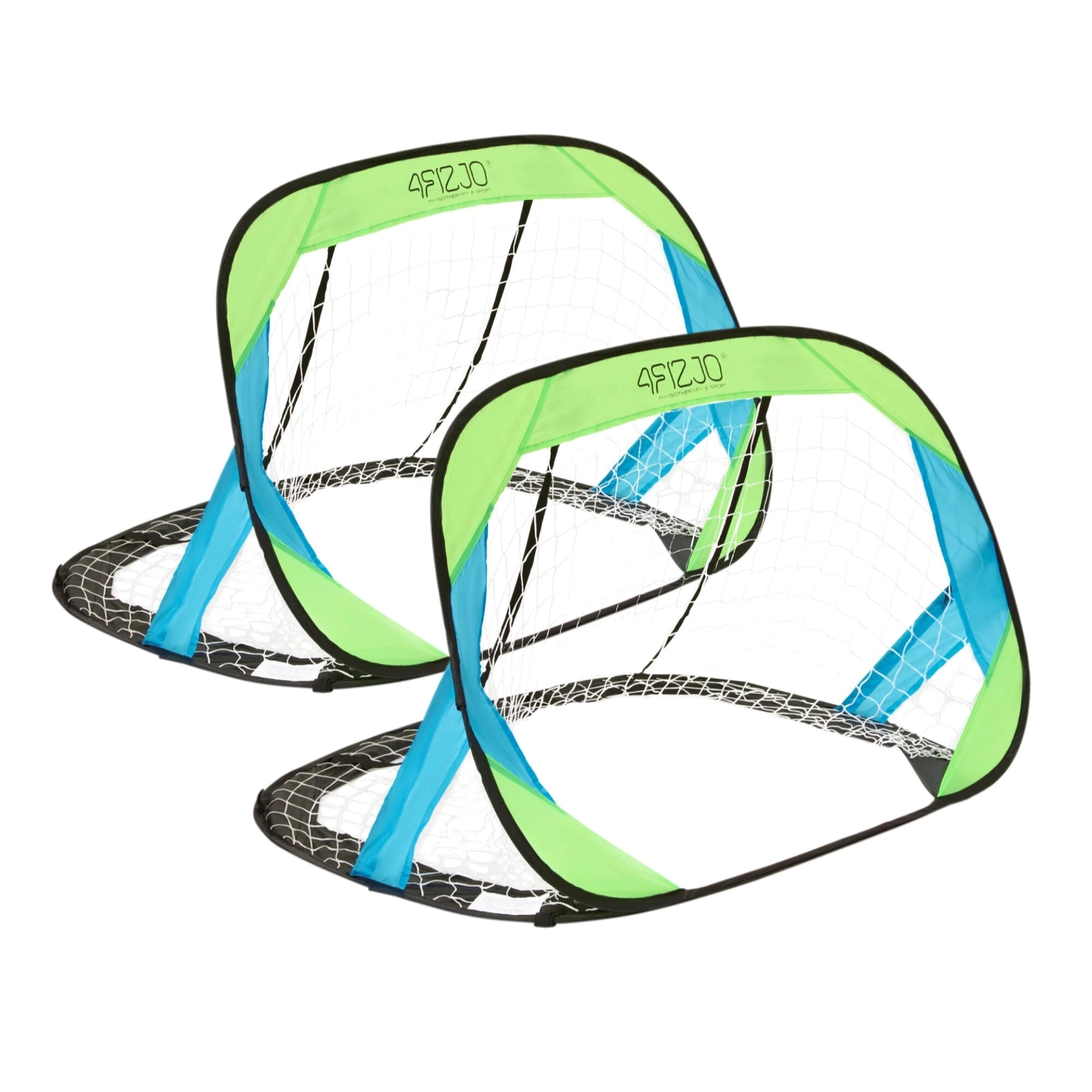 4FIZJO Kids Pop-Up Football Goal 120×86 cm, Set of 2, green, blue