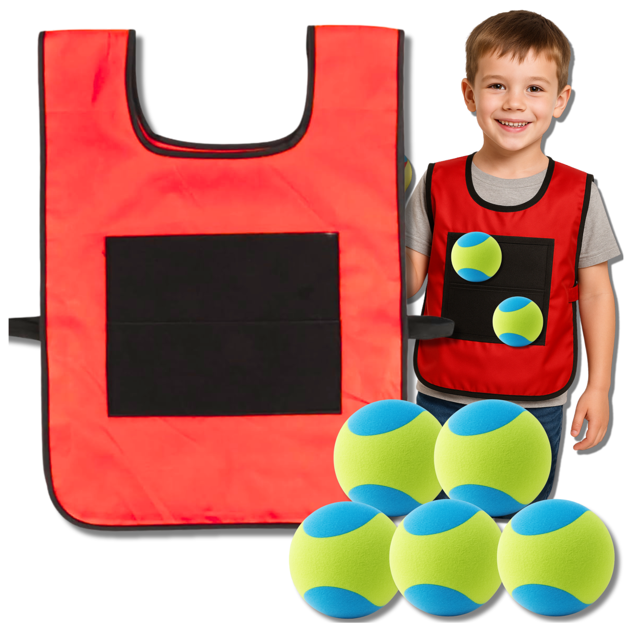 Kids Tag Game with Velcro Vest and Soft Dodgeballs