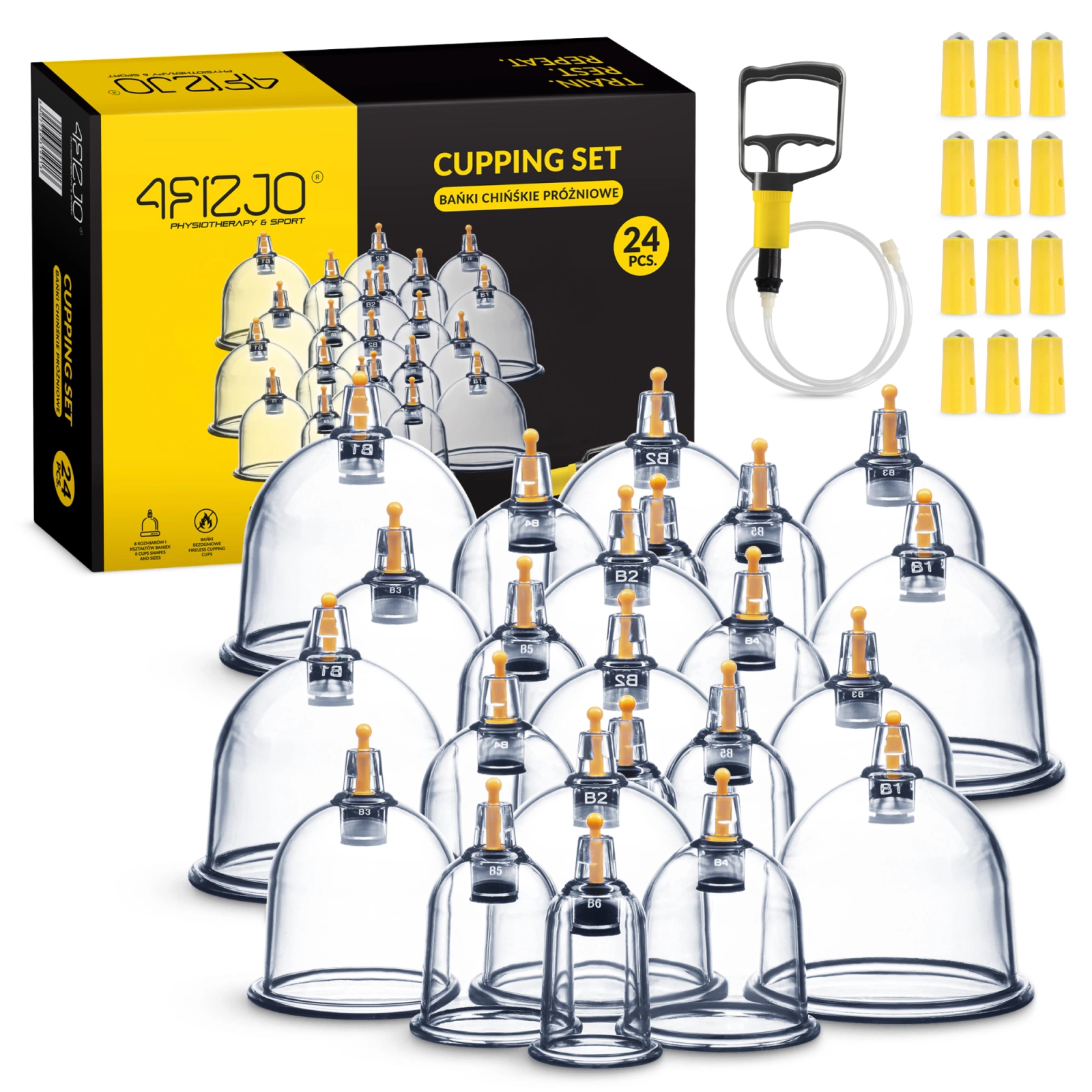 Chinese Vacuum Cupping Therapy Set with Pump, 24 Cups