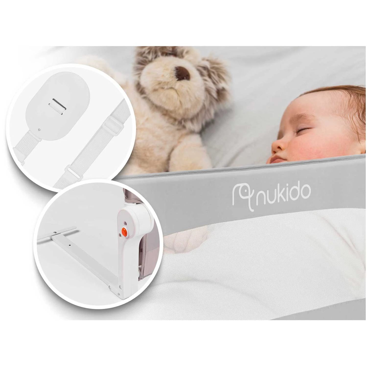 Nukido Bed Safety Rail, Guard, Barrier, 150x42 cm, Grey (6)