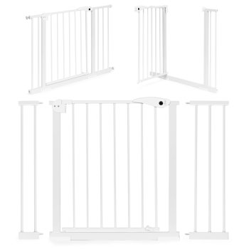 Safety gate for stairs and doors, adjustable 74–105 cm, steel, white, ECOTOYS
