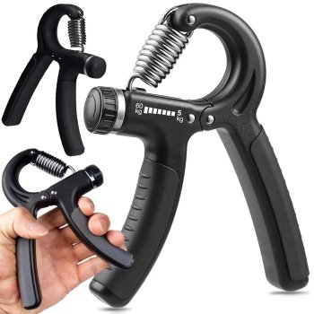 Hand grip strengthener with adjustable resistance 5–60 kg, black