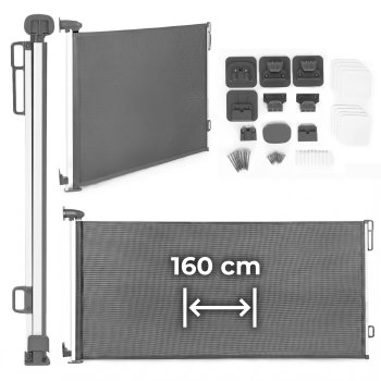 ECOTOYS Retractable Baby Gate for Stairs and Doorways 160 cm, Gray