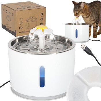 Automatic Pet Water Fountain for Cats and Dogs with LED Light 2.4L USB
