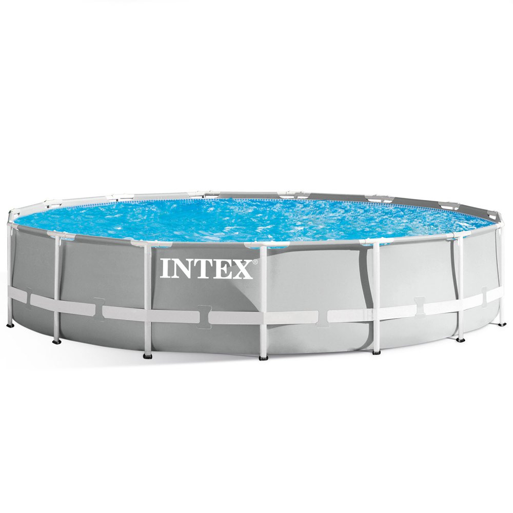 INTEX 26724 Frame Pool Set 457 x 107 cm, 18-in-1 with Filter Pump, Grey (2)