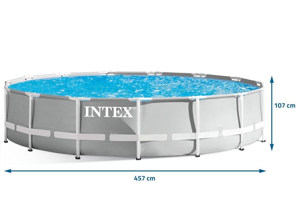 INTEX 26724 Frame Pool Set 457 x 107 cm, 18-in-1 with Filter Pump, Grey (3)