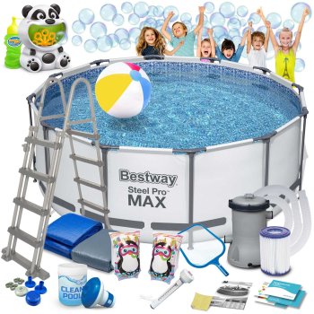 Bestway 56420 Steel Pro MAX Frame Pool Set 366x122 cm 18-in-1 with Pump & Ladder