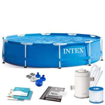 Intex 28202 Frame Pool Set 305 x 76 cm with Filter Pump, 9-in-1