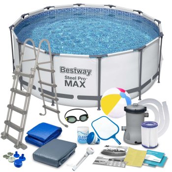 Bestway 56420 Steel Pro MAX Frame Pool Set, 366 x 122 cm, 18-in-1 Kit