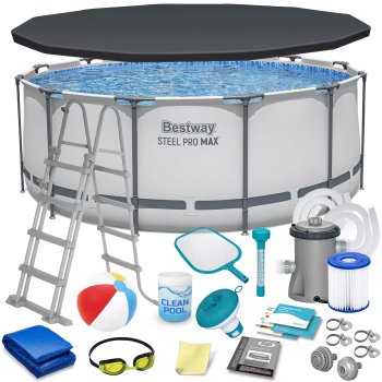 Bestway 56420 Steel Pro MAX Frame Pool Set, 366 x 122 cm, 18-in-1 Kit