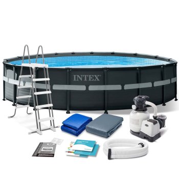 Intex 26330 18ft x 52in Above Ground Frame Pool Set with Sand Filter Pump 11-in-1