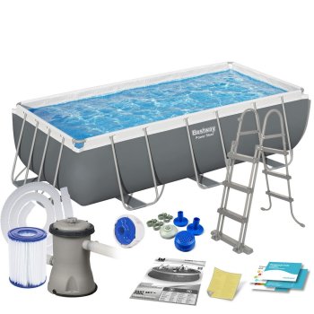 Bestway 56441 Rectangular Frame Pool Set 404 x 201 x 100 cm, 11-in-1