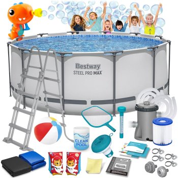 Bestway 56420 Steel Pro MAX Frame Pool Set 366x122 cm 18-in-1 with Pump & Ladder