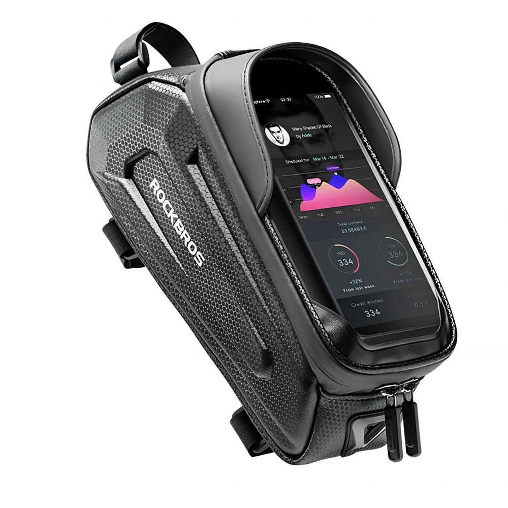 Rockbros B68-1 armored bicycle bag with phone cover 1.5l - black
