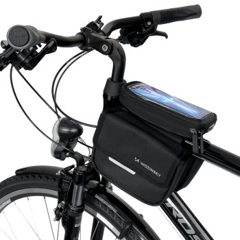 Wozinsky frame bike bag bicycle pannier waterproof phone case 1.5l, black