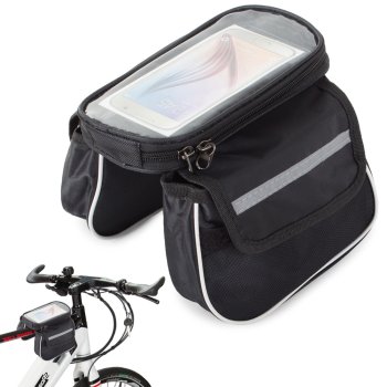 Bicycle Frame Bag with Waterproof Clear 7.2" Phone Window Pouch Compartment Case