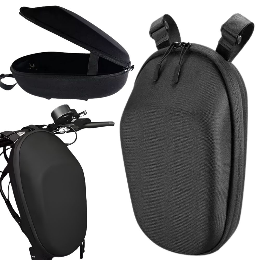 Hard Shell Electric Scooter Handlebar Bag Large Storage Pouch, Black
