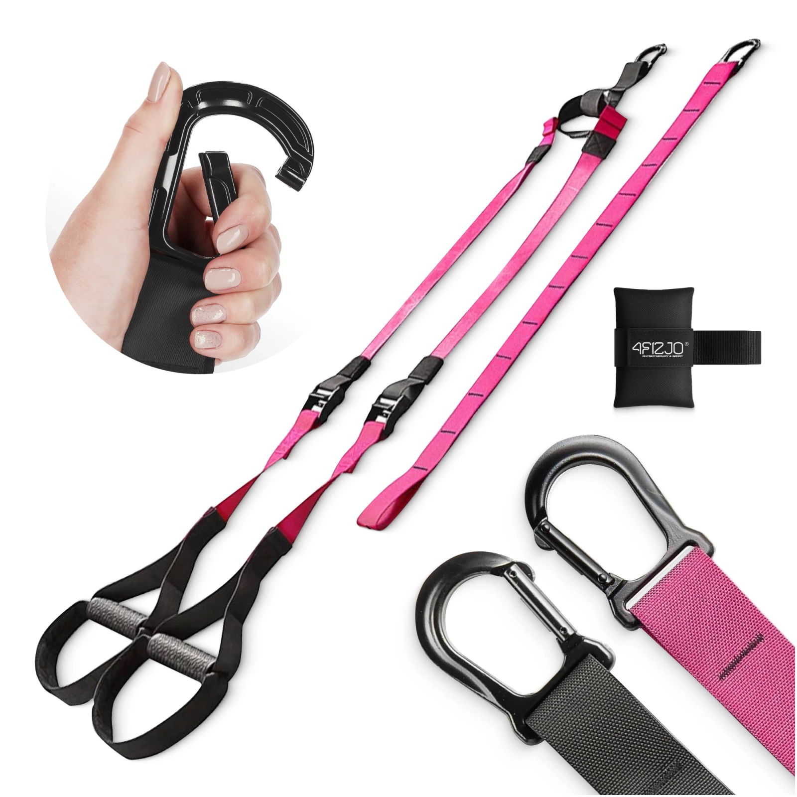 Suspension Trainer Straps for Bodyweight & Functional Training, Pink