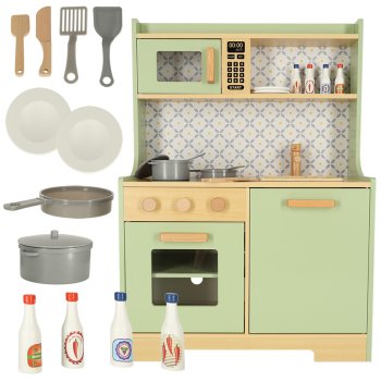 Children Kids Toy Wooden Kitchen With Accessories, 86cm
