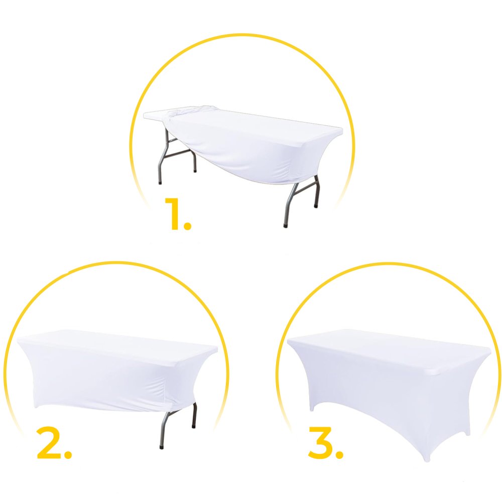 MultiGarden 8FT Stretch Spandex Table Cover for 240 cm Catering Table, White (3)