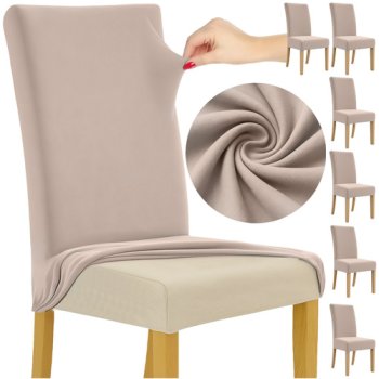 Ruhhy Stretch Dining Chair Covers Set of 6, Beige 25989