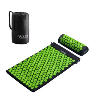 4Fizjo Acupressure mat acupuncture massage mat + Pillow 68 x 42cm, Black / Green