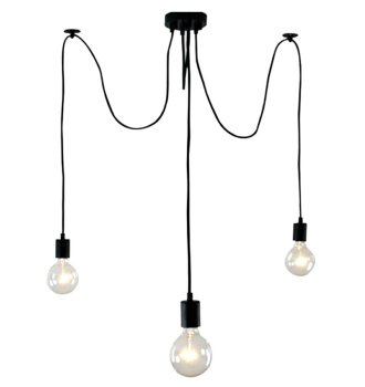 3-Arm Spider Ceiling Light Fixture, E27, Black