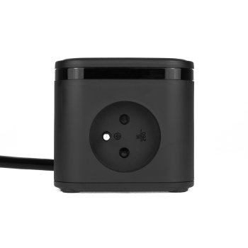 Huslog Power Strip Cube with 20W PD Fast Charging, 3 Outlets and USB Ports, Black