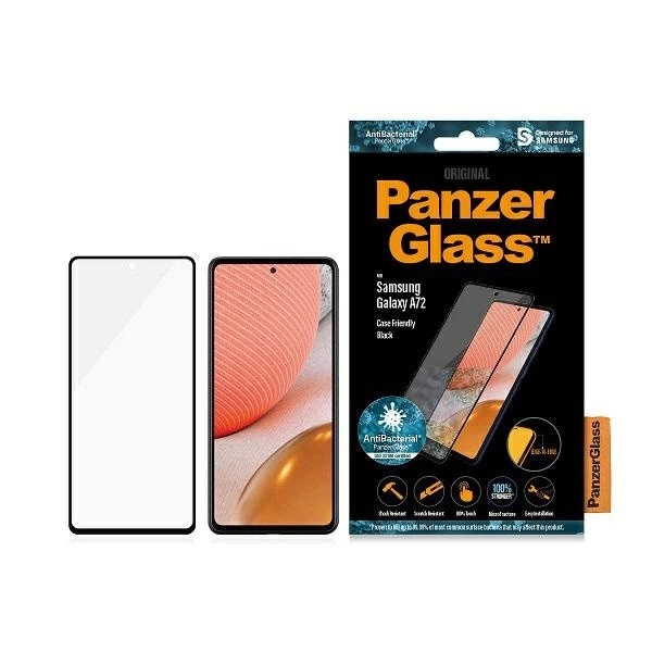 Samsung Galaxy A72 (SM-A725F/DS) PanzerGlass E2E Super+ Microfracture Antibacterial Tempered Glass, Black