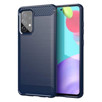 Carbon Case Flexible TPU Cover for Samsung Galaxy A72 4G, Blue